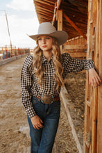 Load image into Gallery viewer, Black Gingham Puff Snap Shirt
