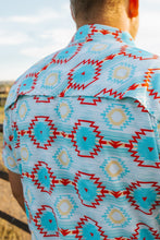 Load image into Gallery viewer, Blue Aztec Tek Western short sleeve
