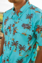 Load image into Gallery viewer, Turquoise Palm Tree Button Up
