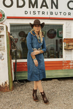 Load image into Gallery viewer, Denim Dress With Suede Yokes
