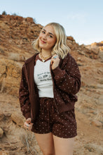 Load image into Gallery viewer, Brown Bambi Polkadot Zip Up Hoodie
