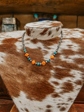 Load image into Gallery viewer, Genuine Navajo Turquoise and Orange 18&quot; Necklace
