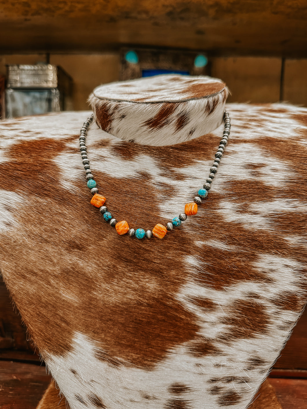 Genuine Navajo Turquoise and Orange 18