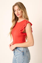 Load image into Gallery viewer, Red Ruffle Sleeve Bodysuit
