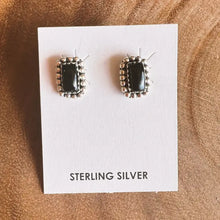 Load image into Gallery viewer, Black Onyx Rectangle Stud Earrings
