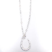 Load image into Gallery viewer, 34" Silver Chain Necklace w/ Large Horseshoe Pendant
