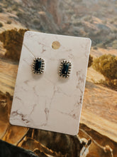 Load image into Gallery viewer, Black Onyx Rectangle Stud Earrings
