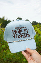 Load image into Gallery viewer, Hold My Horses Denim Trucker Hat
