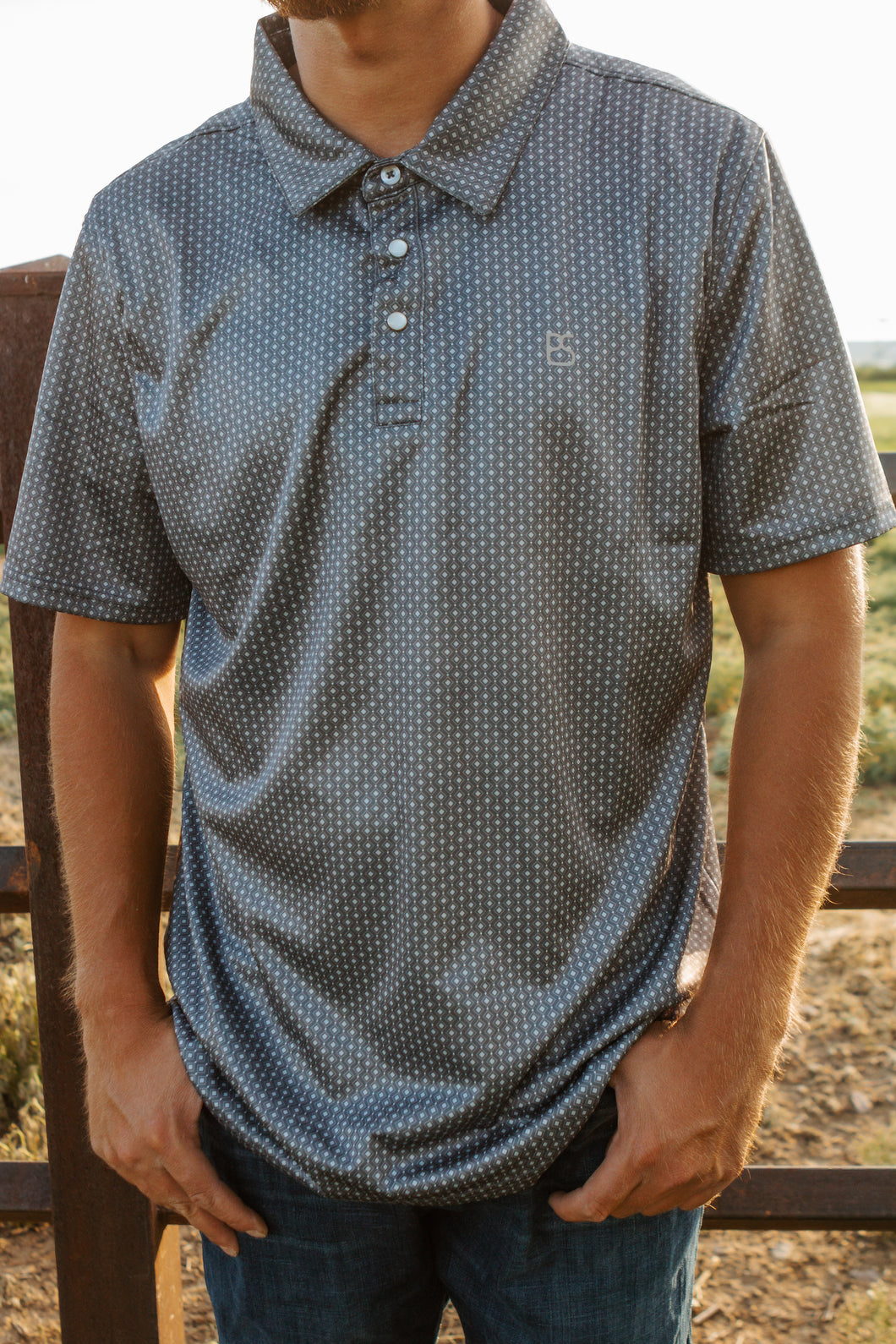 mens panhandle slim charcoal polo