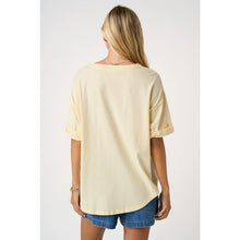 Load image into Gallery viewer, Butter yellow boot patchwork oversized shirt
