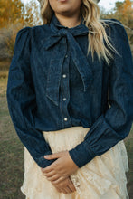 Load image into Gallery viewer, Ariat Puff Sleeve Denim Tie Shirt
