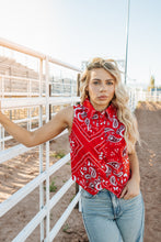 Load image into Gallery viewer, Wrangler Western Snap Bandanna Top Red
