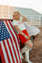 Load image into Gallery viewer, Microsuede studded star red skirt
