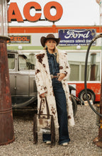 Load image into Gallery viewer, Cow Print Long Fur Coat
