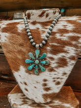 Load image into Gallery viewer, Genuine 10mm- 18&quot; Navajo Necklace W/ Turquoise Flower Pendant
