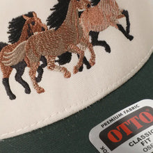 Load image into Gallery viewer, Wild Horses dark green Embroidery Trucker Hat
