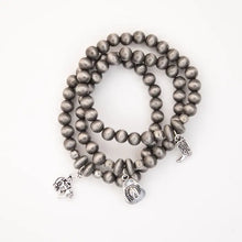 Load image into Gallery viewer, 3 piece Bracelet Set w/ Cowboy Hat, Boot &amp; Bucking Horse Charms
