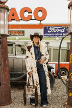 Load image into Gallery viewer, Cow Print Long Fur Coat
