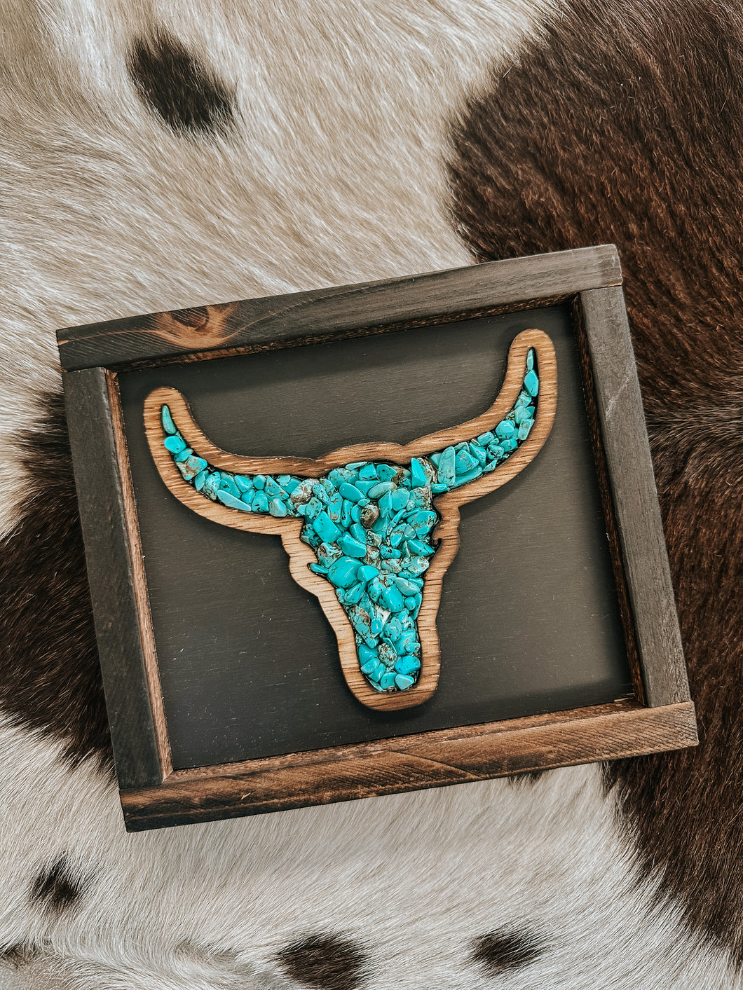 Small Turquoise Bull Skull Decor