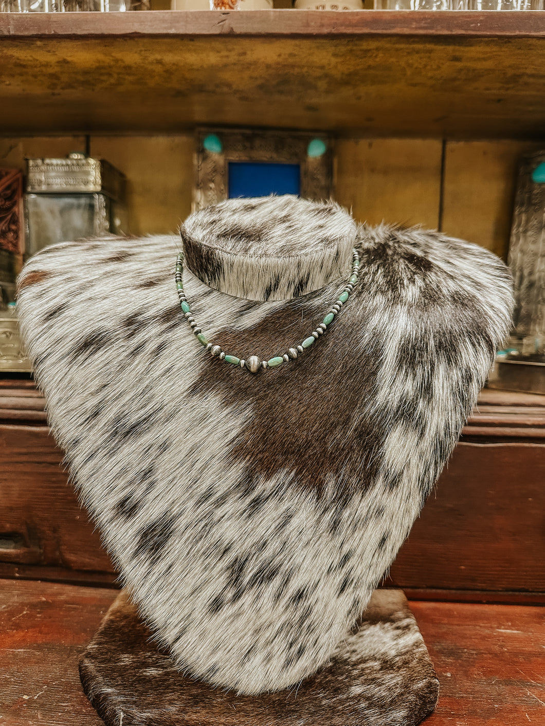 Real Genuine Torpedo Turquoise and Navajo Pearl 16