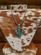 Load image into Gallery viewer, Genuine 5mm-20&quot; Navajo Necklace W/ Turquoise Cactus Pendant
