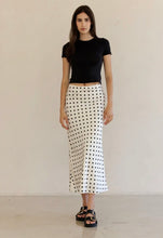 Load image into Gallery viewer, Ivory/black dot skirt
