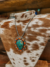 Load image into Gallery viewer, Genuine Navajo 18&quot; Necklace W/ Turquoise and Orange Pendant
