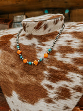 Load image into Gallery viewer, Genuine Navajo Turquoise and Orange 18&quot; Necklace

