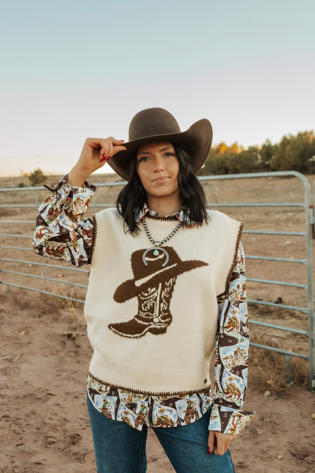 Cowboy Boot/Hat Sweater Vest
