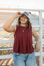 Load image into Gallery viewer, wine red pleated tank top
