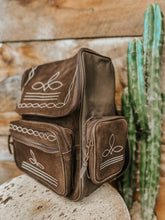 Load image into Gallery viewer, Brown Suede Leather Boot Stitch Backpack
