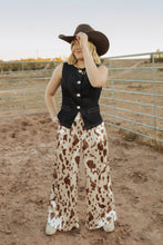 Load image into Gallery viewer, Cow Print Satin Pants
