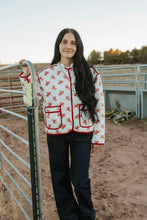 Load image into Gallery viewer, Red western print quilted jacket
