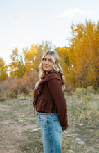 Load image into Gallery viewer, Long Sleeve V-neck Ruffle Detail Crop Blouse
