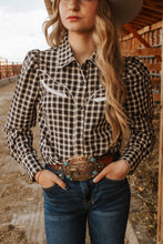 Load image into Gallery viewer, Black Gingham Puff Snap Shirt

