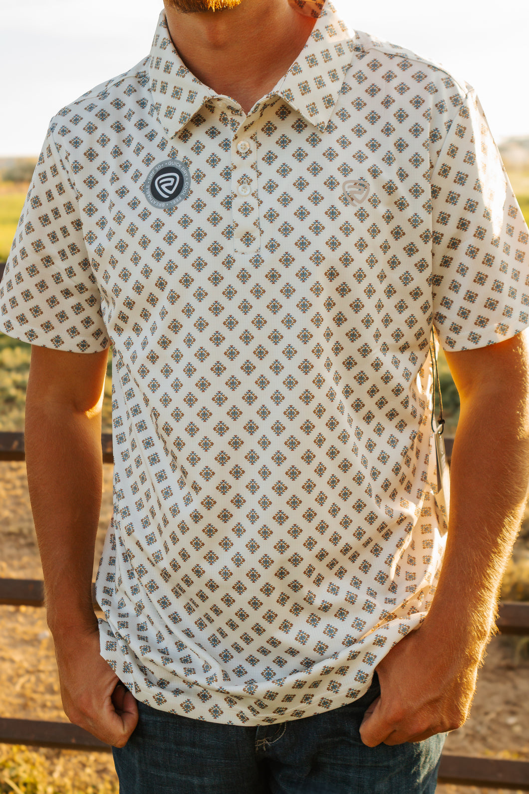 Mens natural aztec polo