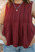 Load image into Gallery viewer, wine red pleated tank top
