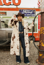 Load image into Gallery viewer, Cow Print Long Fur Coat
