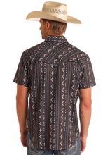 Load image into Gallery viewer, Black Aztec S/S Button Up
