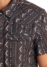 Load image into Gallery viewer, Black Aztec S/S Button Up
