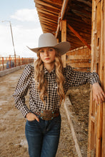 Load image into Gallery viewer, Black Gingham Puff Snap Shirt
