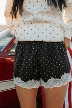 Load image into Gallery viewer, Satin polka dot lace trim shorts
