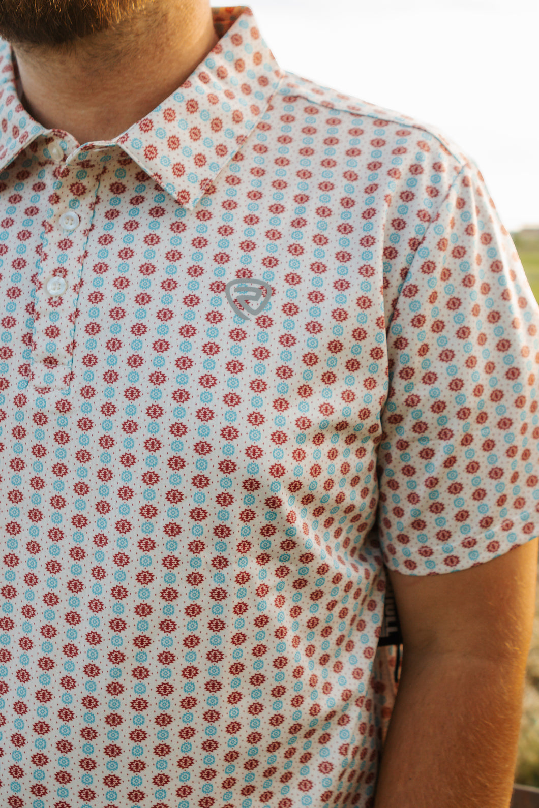 Mens geo printed polo