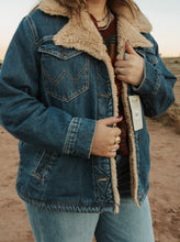 Load image into Gallery viewer, Tan Wrangler Sherpa Denim jacket

