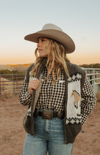 Load image into Gallery viewer, Black Gingham Puff Snap Shirt
