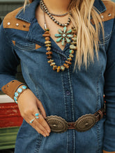 Load image into Gallery viewer, Genuine 10mm- 18&quot; Navajo Necklace W/ Turquoise Flower Pendant
