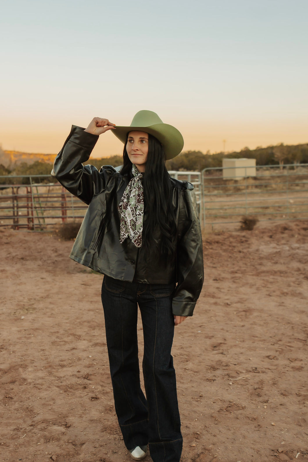 Black Oversized High Collar Leather Jacket