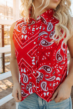 Load image into Gallery viewer, Wrangler Western Snap Bandanna Top Red
