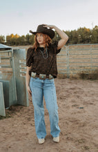 Load image into Gallery viewer, cheetah print top with tie sleeves
