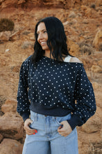 Load image into Gallery viewer, Polka Dot Off Shoulder Sweatshirt
